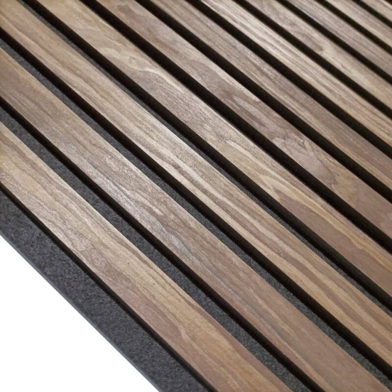 Basic Akupanel - Akoestische wandpanelen - Teak (zwart vilt/bruin mdf) - 260x60x2,1cm