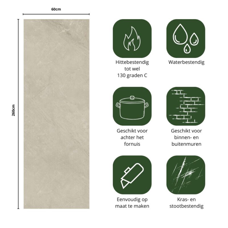 SPC wandpaneel – Natural Stone Cream | Waterbestendige panelen - Afbeelding 2